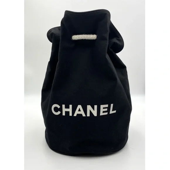 CHANEL | Bags | Chanel 9s Large Canvas Logo Drawstring  display picture 3